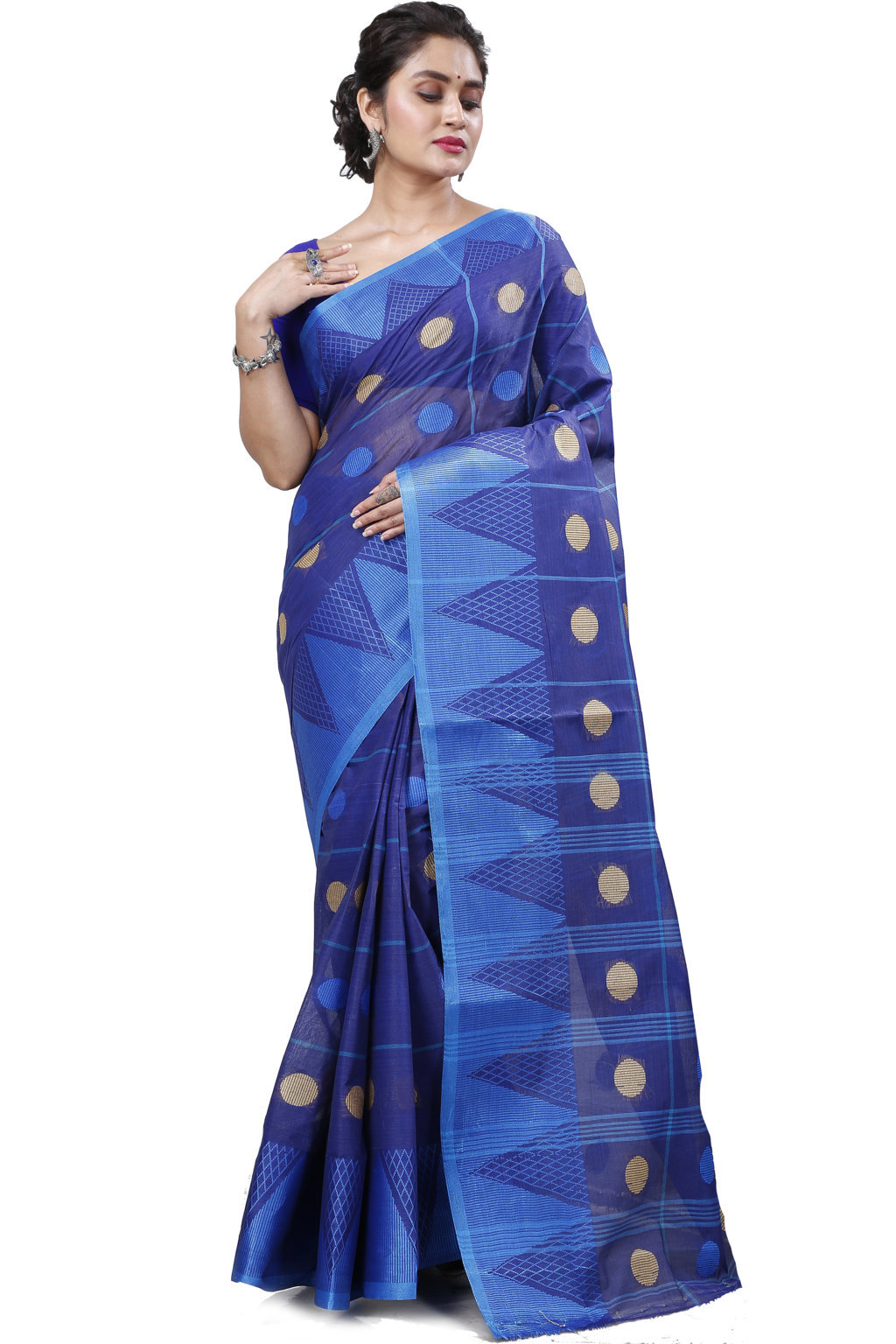 Naby Blue Pure Cotton Rebeka Tant Saree (1007)
